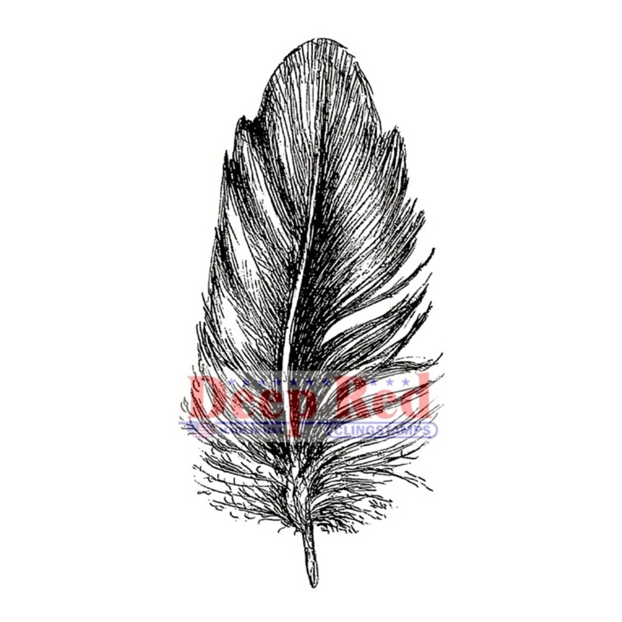 Deep Red Stamps Feather Rubber Cling Stamp 1.5 x 3.2 inches